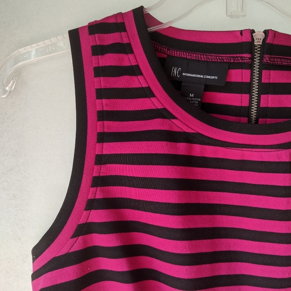 INC Hot Pink and Black Striped Sleeveless Dress Medium - Picture 16 of 16